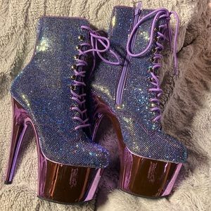 Purple sparkle Pleaser boot: size 7